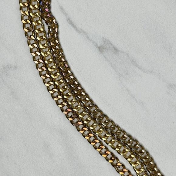 Rhinestone Heart Charm Toggle Gold Chain Belt Large (L/XL) Y2K Statement ✨ - Picture 9 of 11